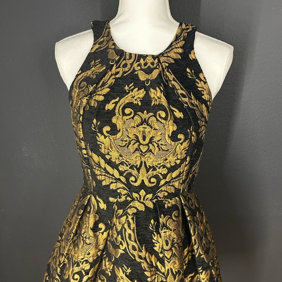 Gianni Bini Velvet Brocade Fit and Flare Halter Dress - Picture 9 of 12